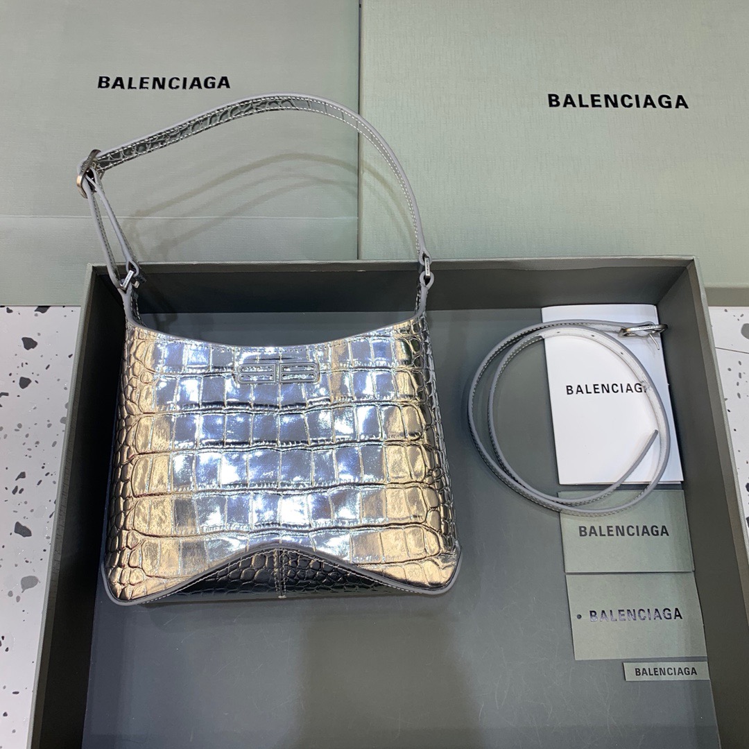 Balenciaga XX Small Hobo Bag In Silver , For Women, Women’s Bags 7.8in/20cm 6955892109E8110