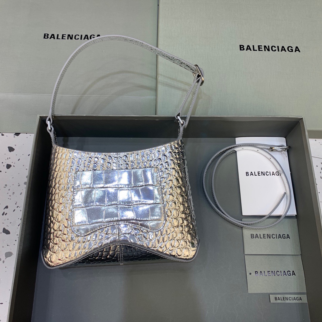 Balenciaga XX Small Hobo Bag In Silver , For Women, Women’s Bags 7.8in/20cm 6955892109E8110