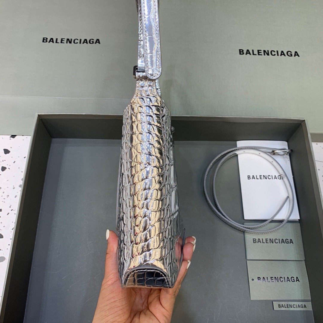 Balenciaga XX Small Hobo Bag In Silver , For Women, Women’s Bags 7.8in/20cm 6955892109E8110
