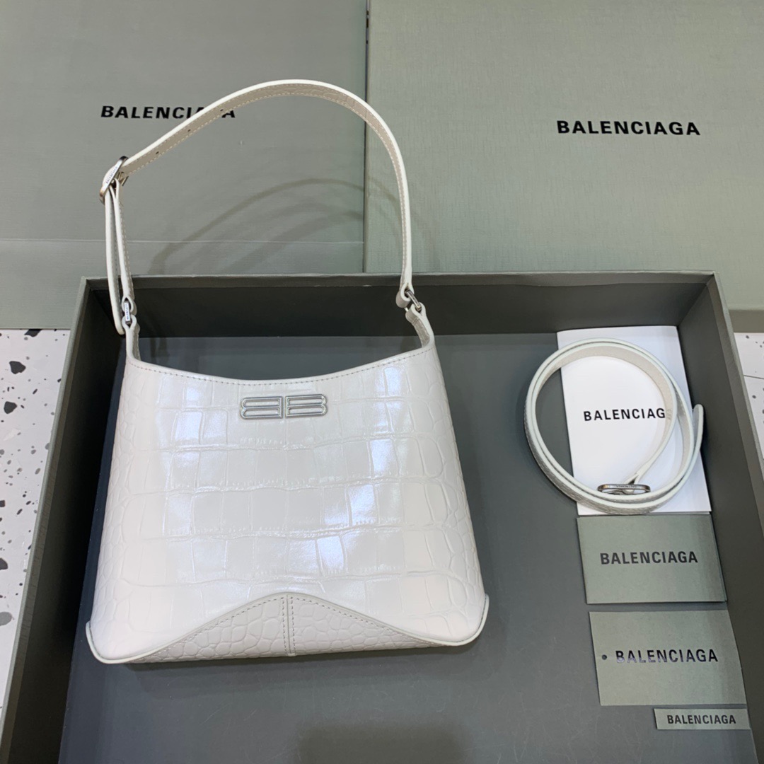 Balenciaga XX Small Hobo Bag In White, For Women, Women’s Bags 7.8in/20cm 6955892108Y9001