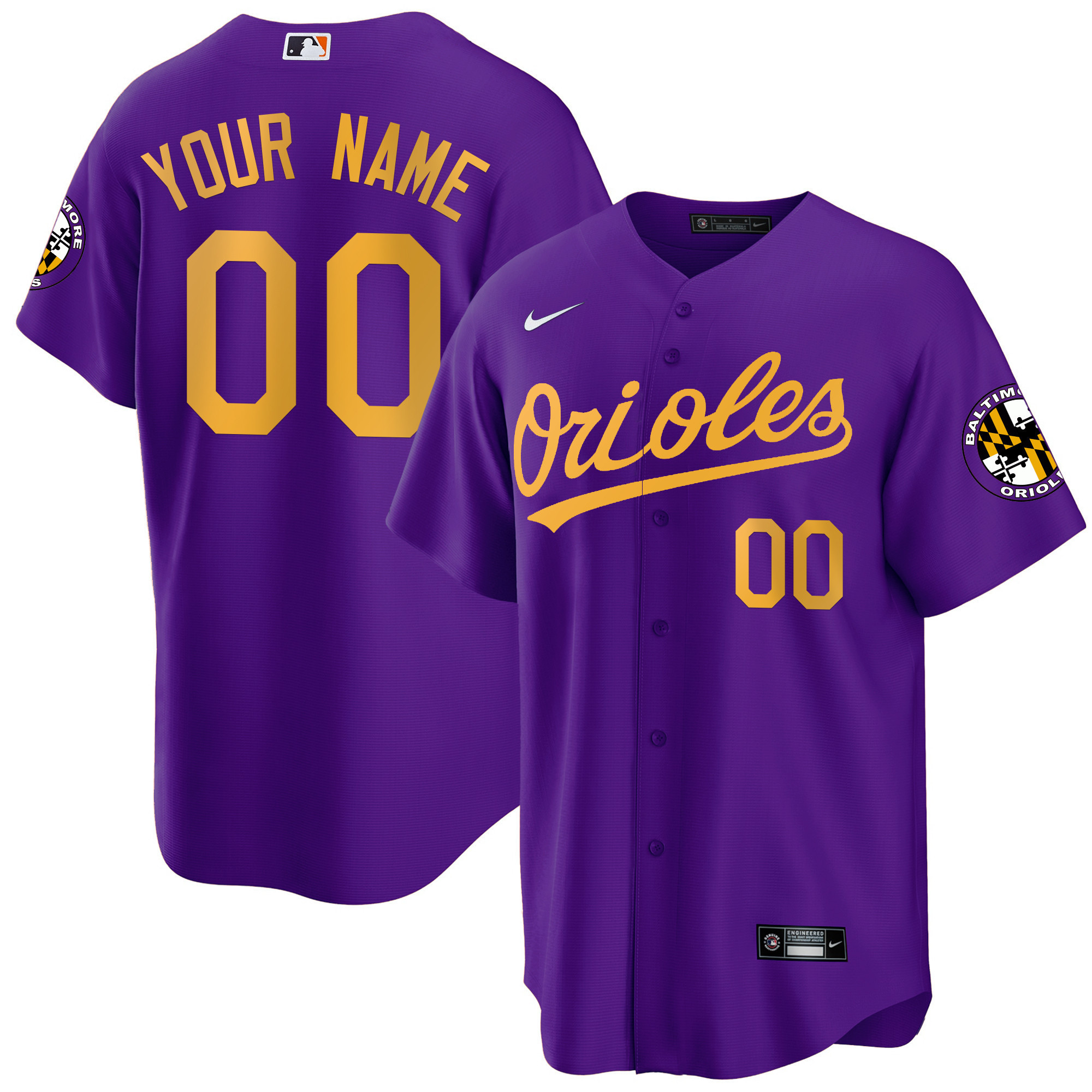 Baltimore Orioles 2023 Special Gold Cool Custom Purple Gold Jersey - All Stitched