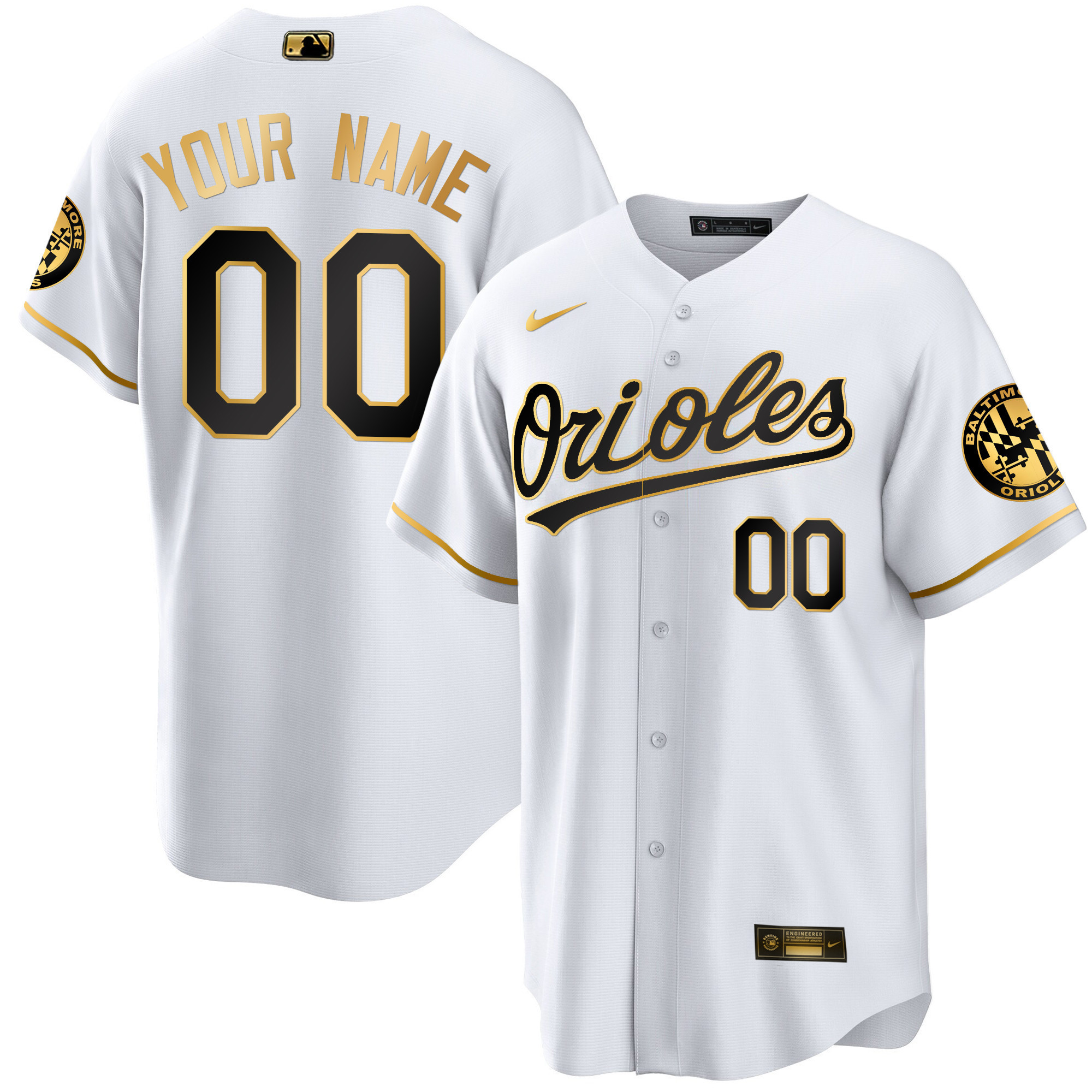 Baltimore Orioles 2023 Special Gold Cool Custom White Gold Jersey - All Stitched