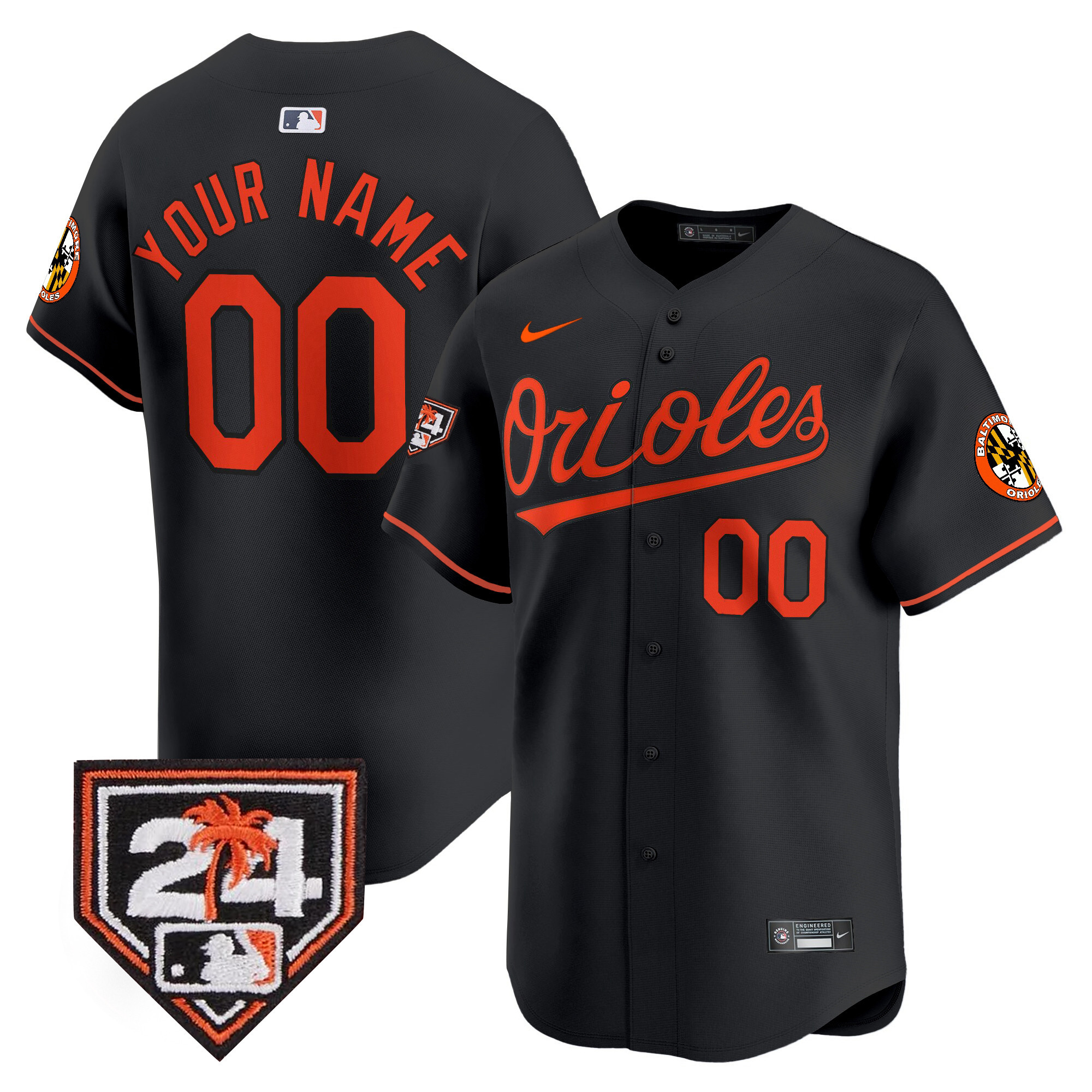 Baltimore Orioles 2024 Spring Training Patch Vapor Premier Limited Custom Black Jersey - All Stitched
