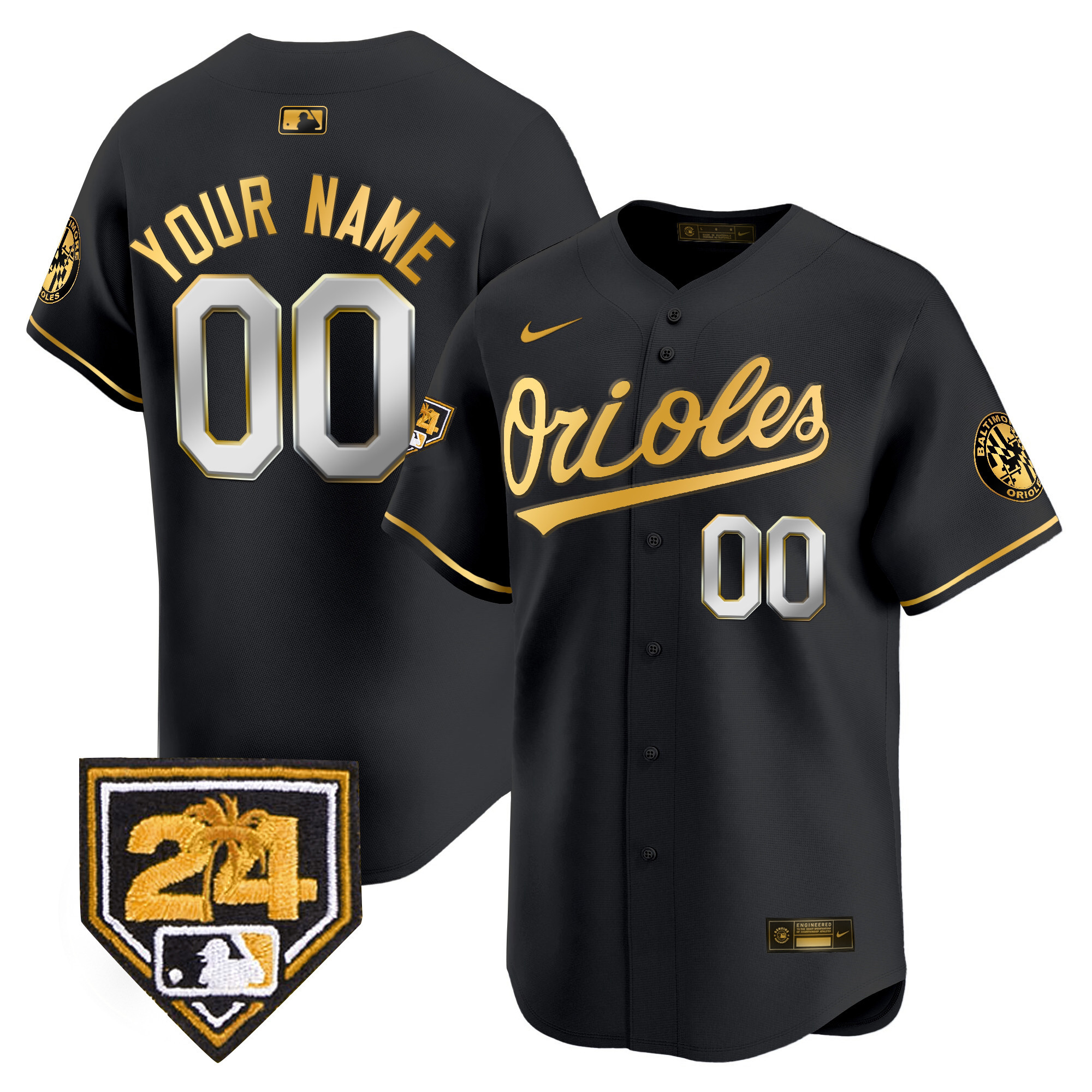 Baltimore Orioles 2024 Spring Training Patch Vapor Premier Limited Custom Black Limited Jersey - All Stitched