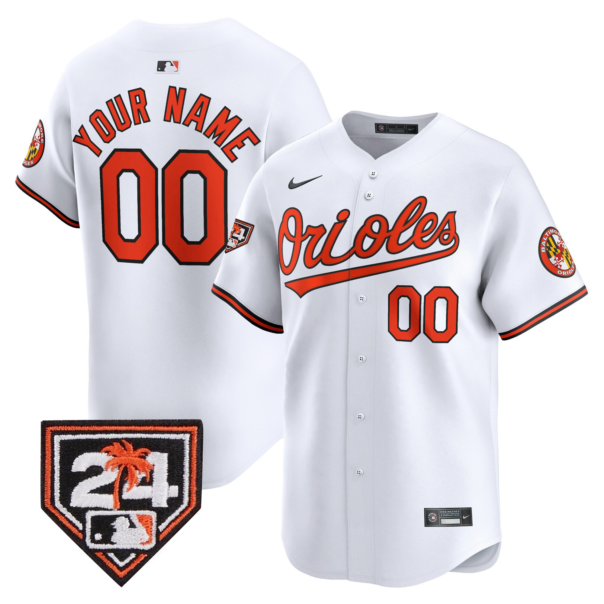 Baltimore Orioles 2024 Spring Training Patch Vapor Premier Limited Custom White Jersey - All Stitched