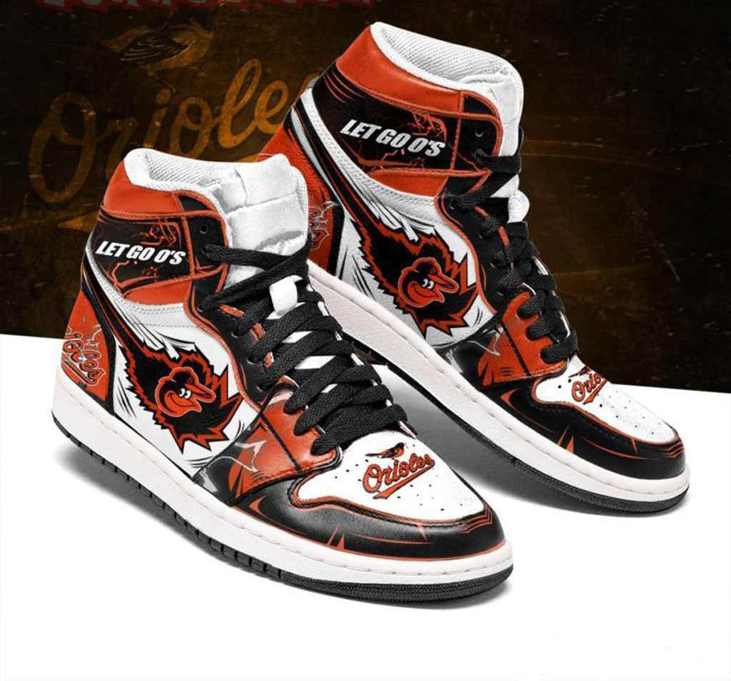 Baltimore Orioles MLB baseball Fashion Sneakers Basketball Shoes Leather High Top Air Jordan Sneaker, Air Jordan Hightop