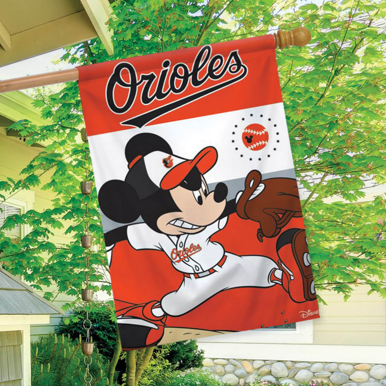 Baltimore Orioles MLB Mickey Mouse Baseball Garden Flag, House Flag