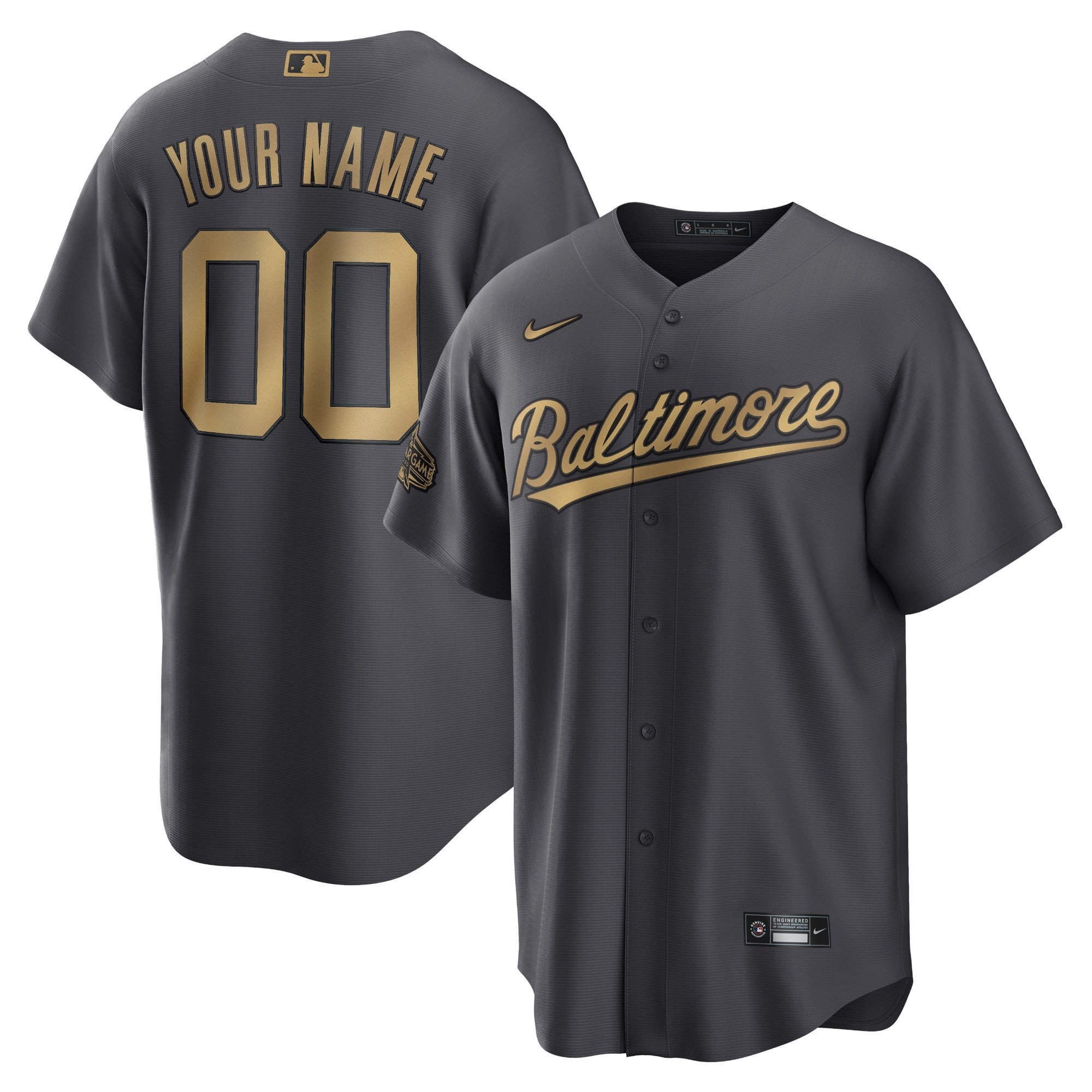 Baltimore Orioles Nike 2022 MLB All-Star Game Replica Custom Stitched Jersey – Charcoal