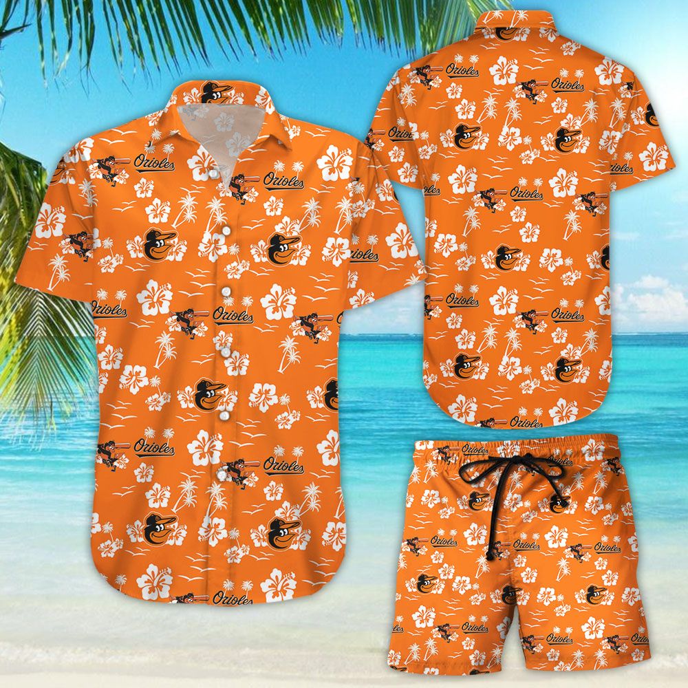 Baltimore Orioles Orange Hawaiian Shirt
