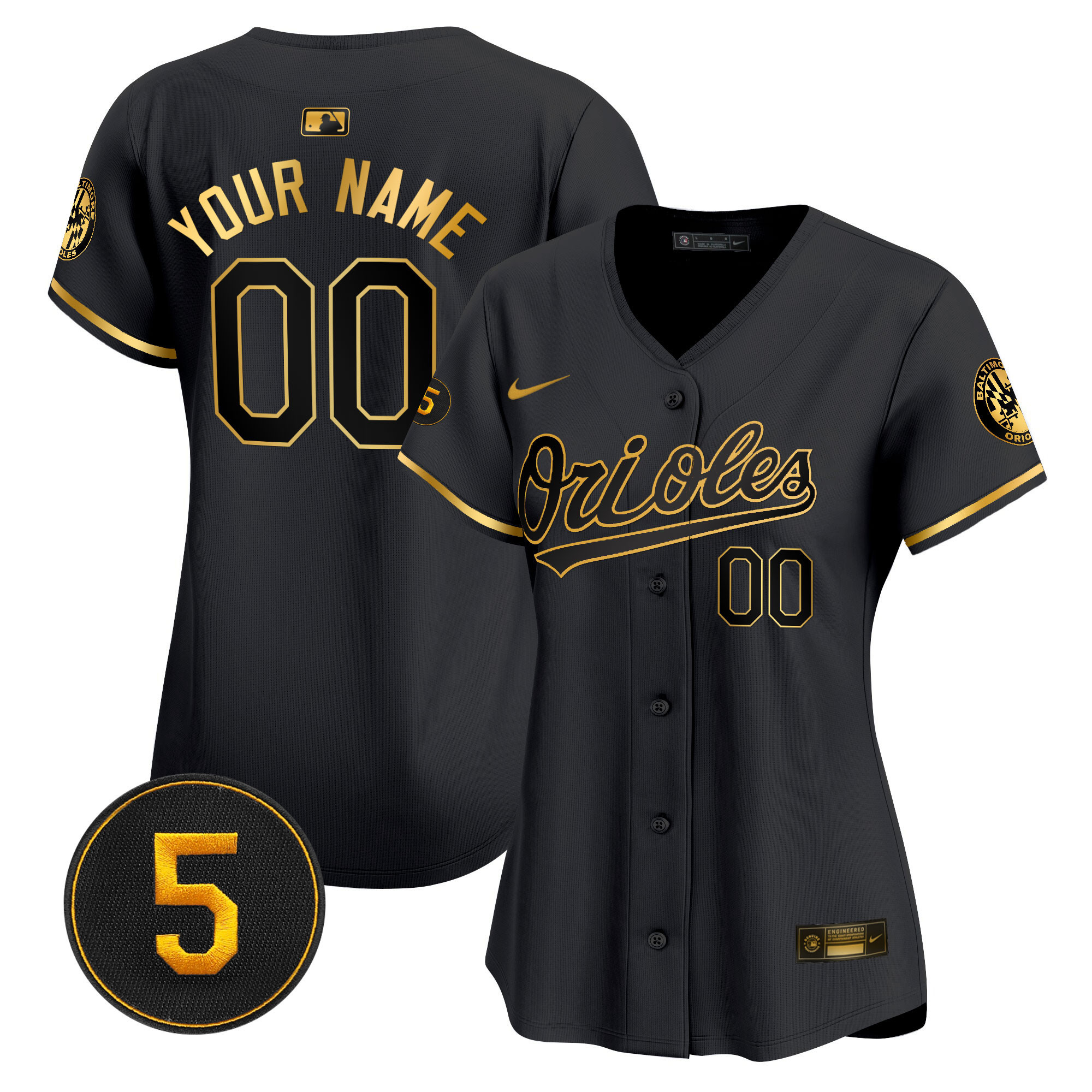 Baltimore Orioles Robinson Patch Vapor Premier Limited Custom Black Gold Jersey - All Stitched