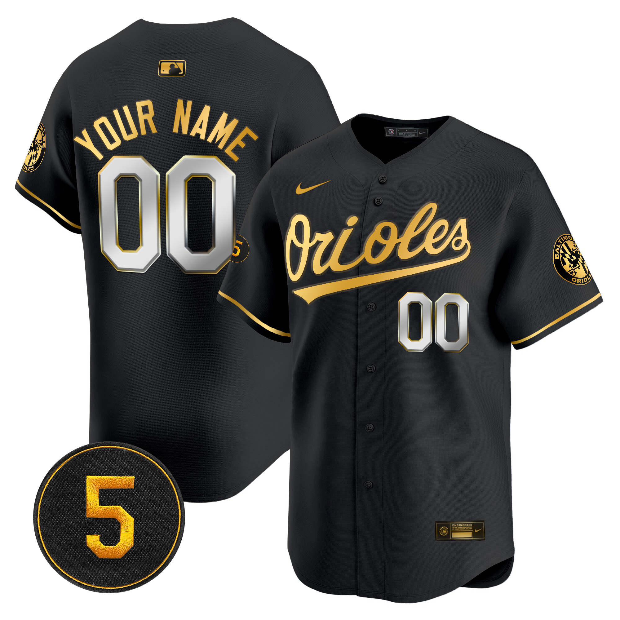 Baltimore Orioles Robinson Patch Vapor Premier Limited Custom Black Limited Jersey - All Stitched