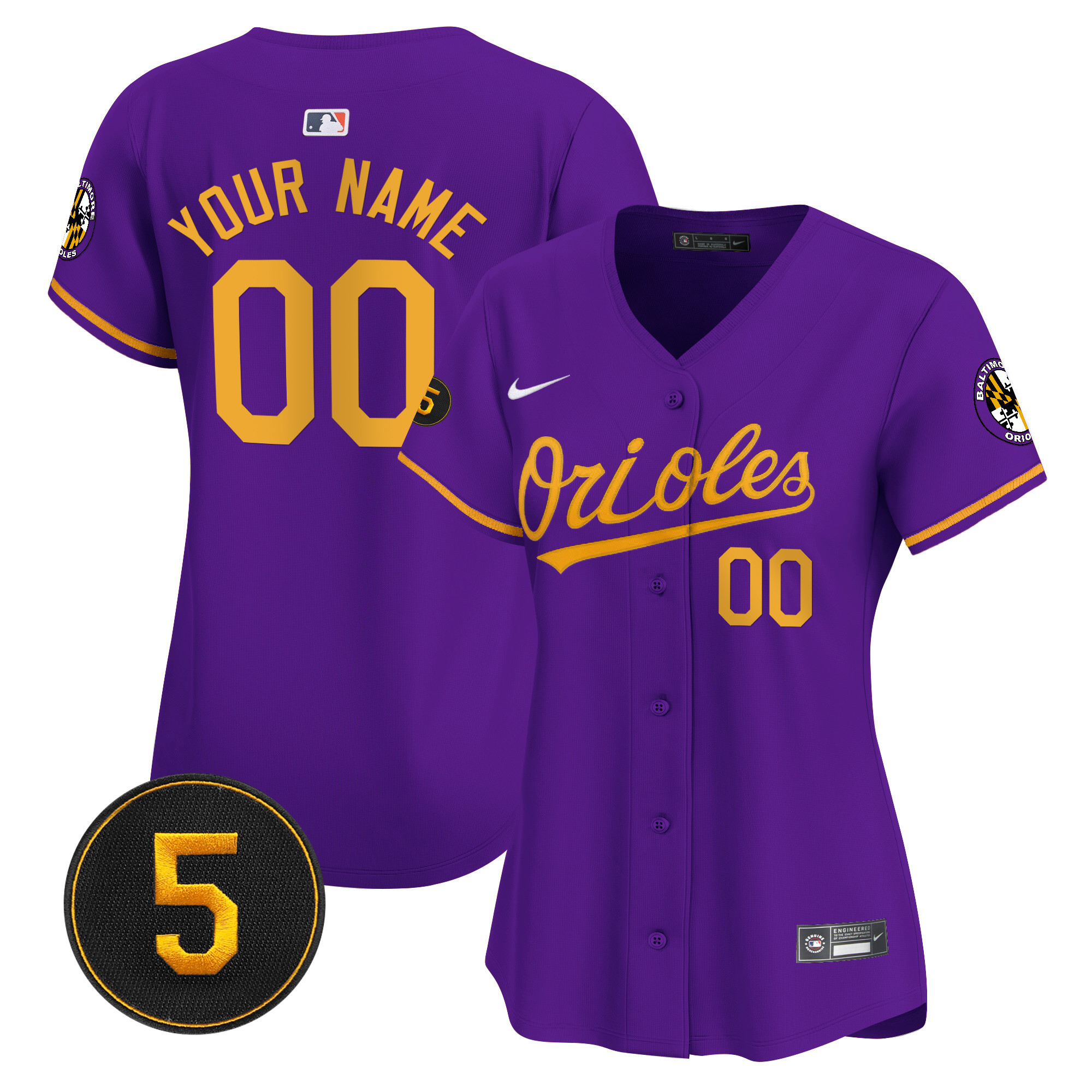 Baltimore Orioles Robinson Patch Vapor Premier Limited Custom Purple Gold Jersey - All Stitched