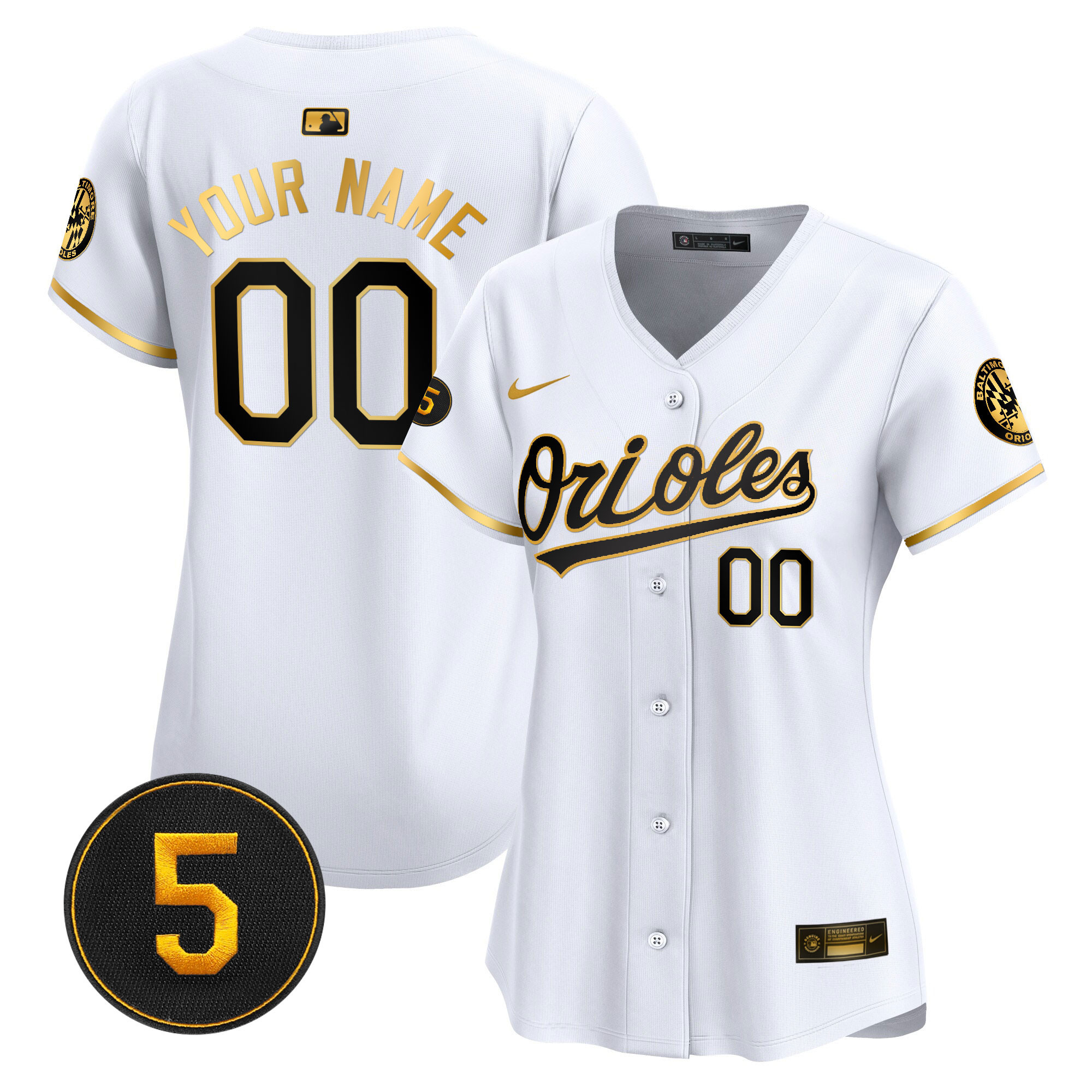 Baltimore Orioles Robinson Patch Vapor Premier Limited Custom White Gold Jersey - All Stitched