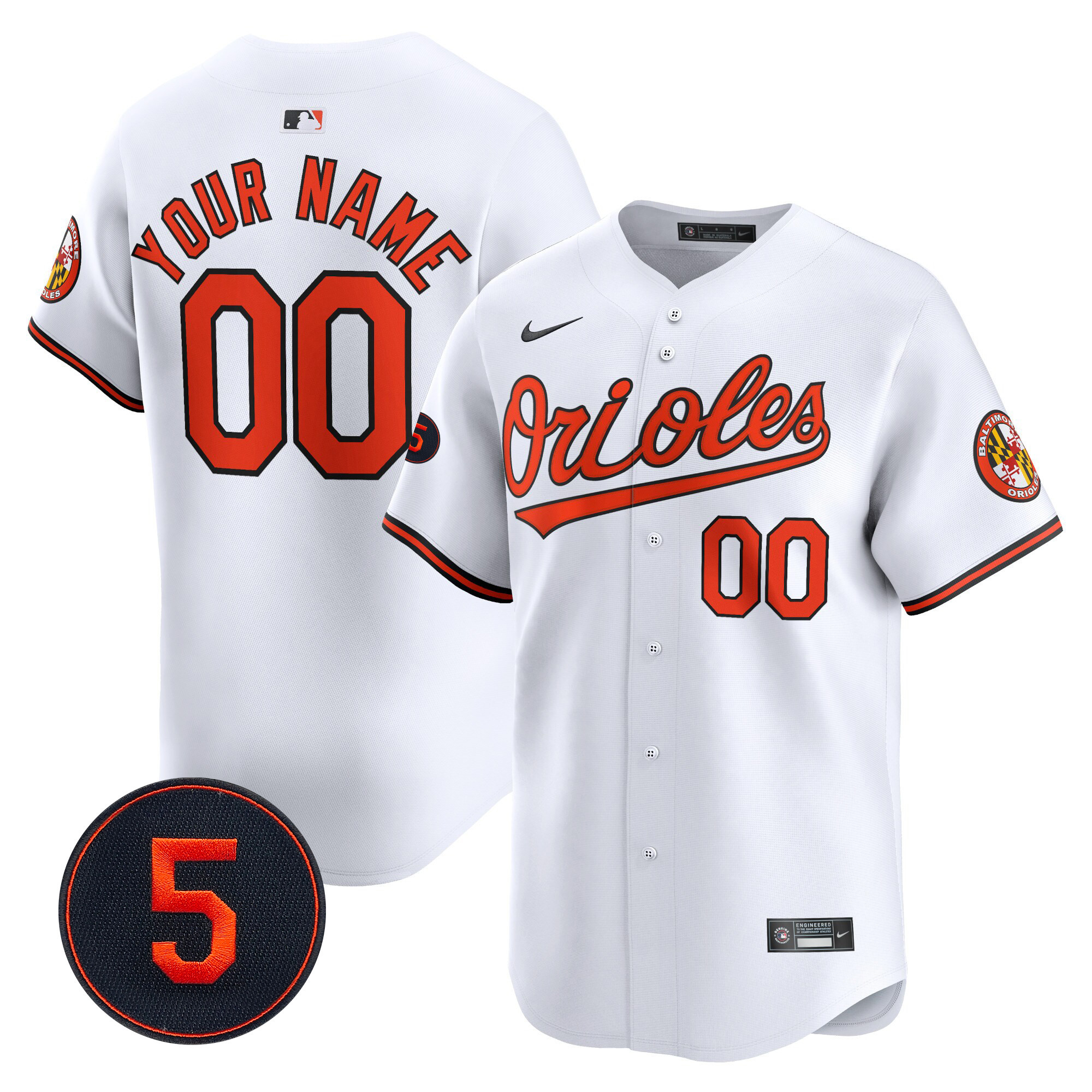 Baltimore Orioles Robinson Patch Vapor Premier Limited Custom White Jersey - All Stitched