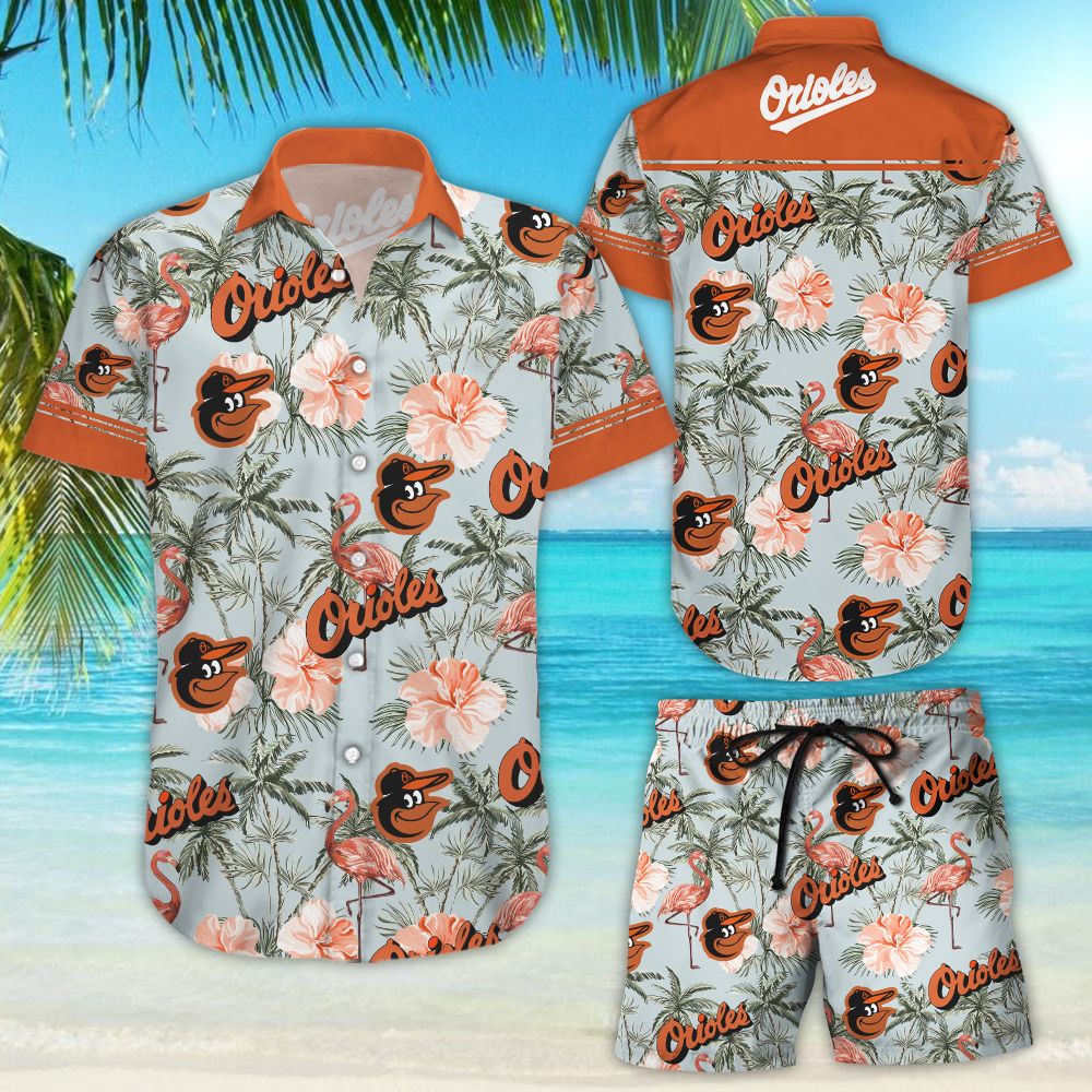 Baltimore Orioles Tropical Vector Seamless Pattern Hawaiian Shirt