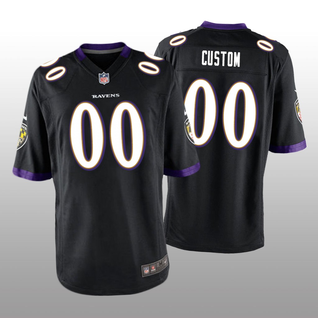 Baltimore Ravens #00 Black Men’s Custom Game Jersey