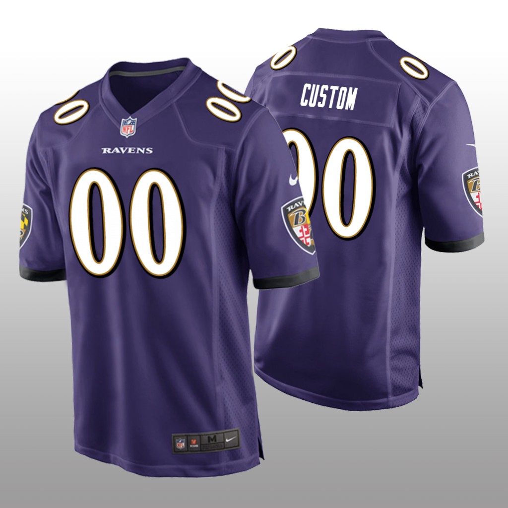 Baltimore Ravens #00 Purple Men’s Custom Game Jersey