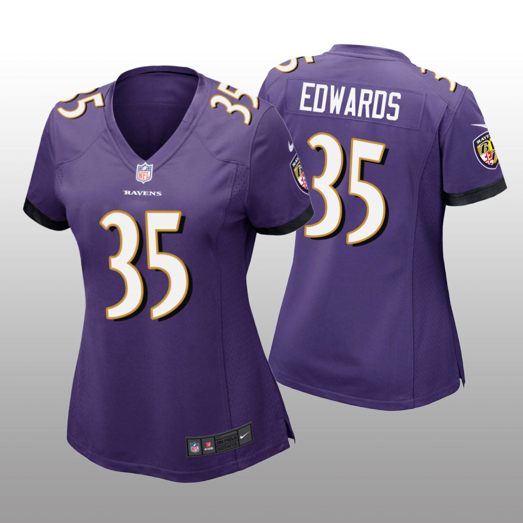 Baltimore Ravens #35 Purple Gus Edwards Game Jersey – Women