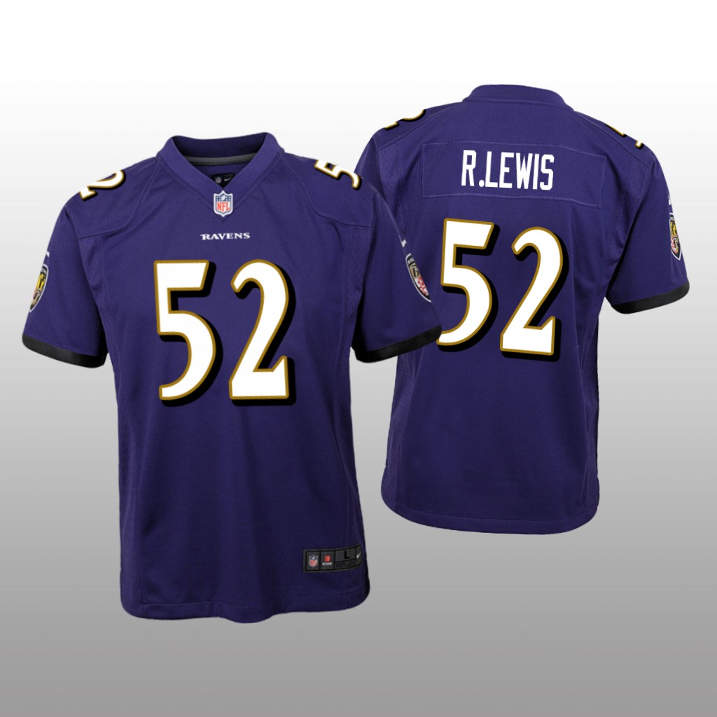 Baltimore Ravens #52 Purple Ray Lewis Game Jersey – Youth