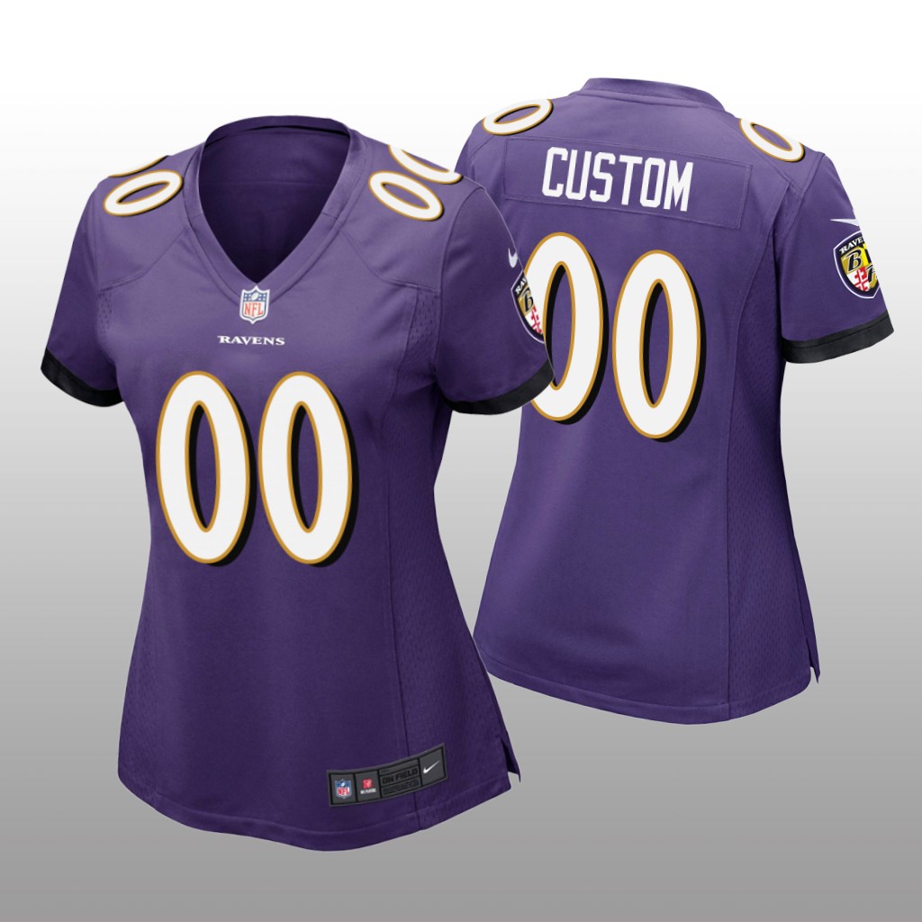 Baltimore Ravens # Purple Custom Game Jersey – Women