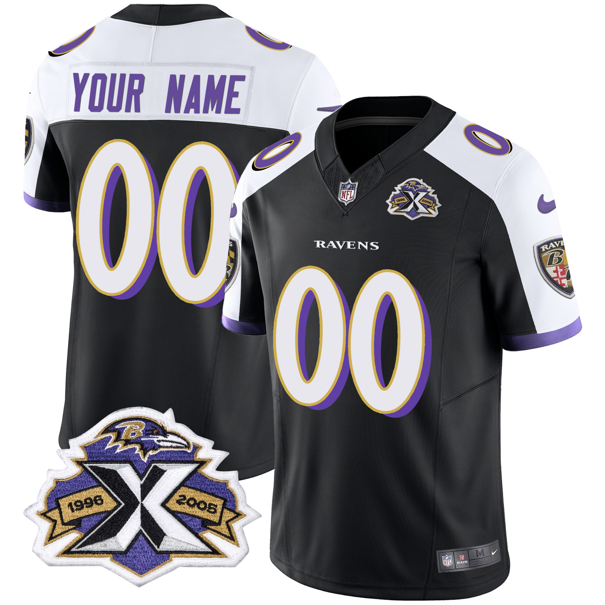 Baltimore Ravens 2005 Throwback Vapor Limited Custom Alternate Jersey All Stitched
