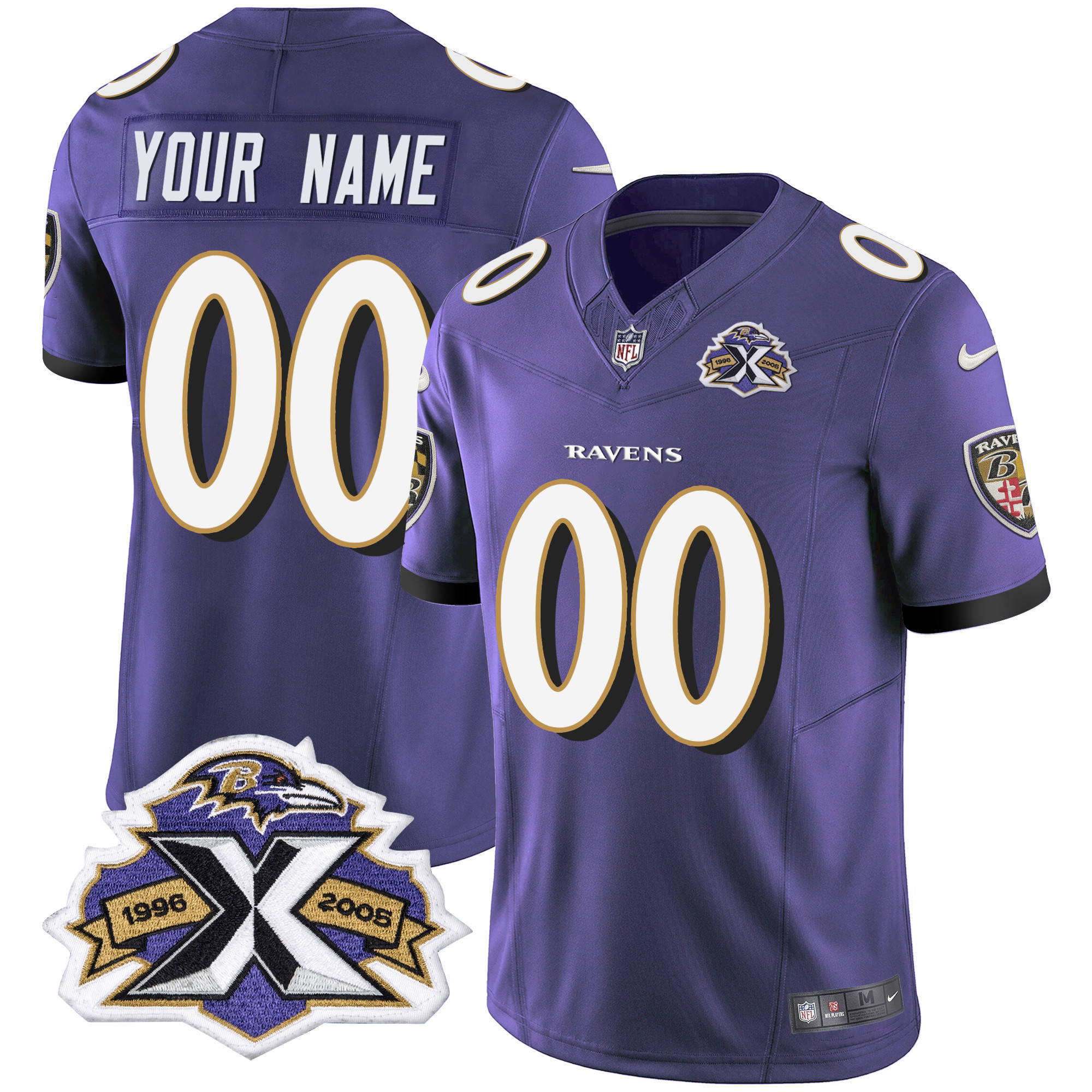 Baltimore Ravens 2005 Throwback Vapor Limited Custom Purple Jersey All Stitched