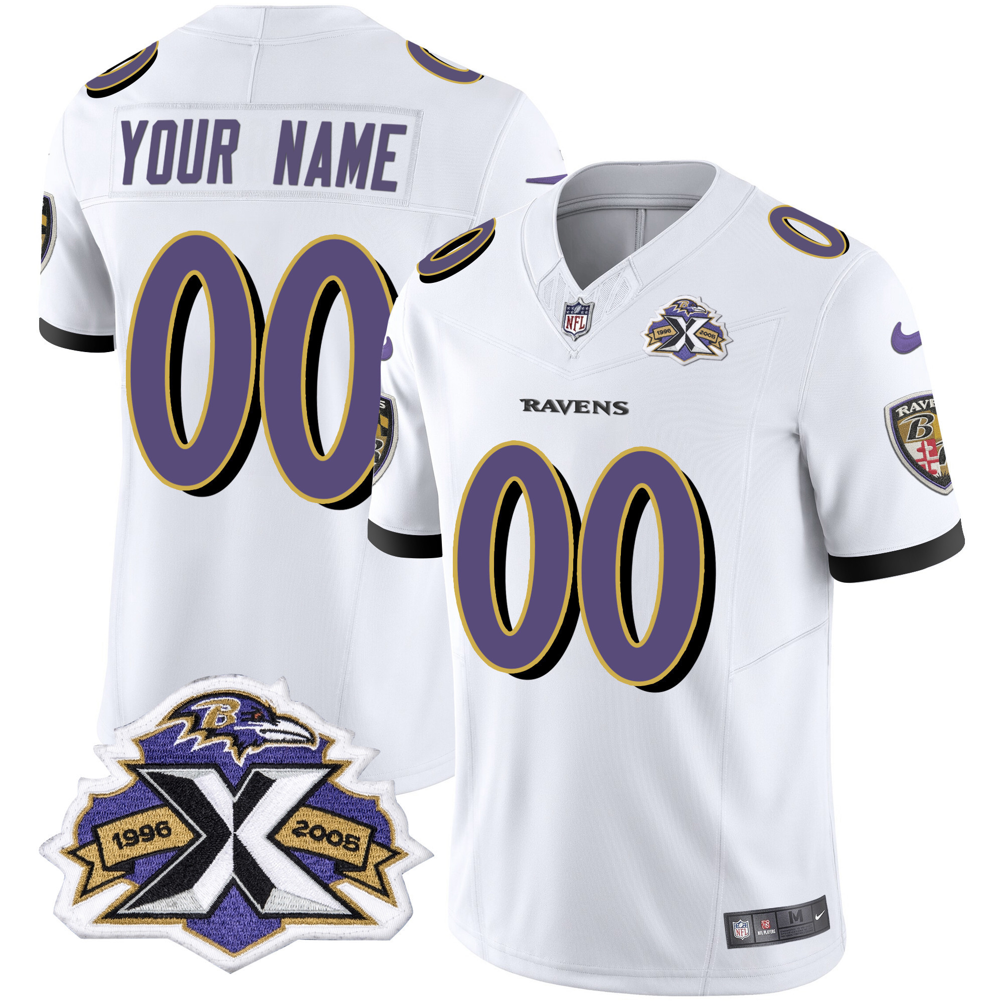 Baltimore Ravens 2005 Throwback Vapor Limited Custom White Jersey All Stitched