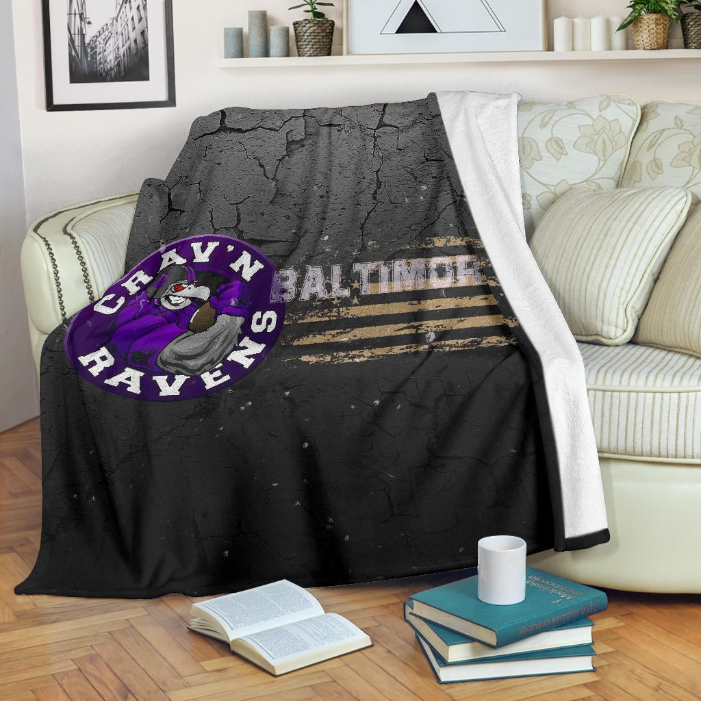 Baltimore Ravens American Football Team Fleece Blanket Crazy Muscle Raven Smiling Broken Grey Wall Fleece Blankets