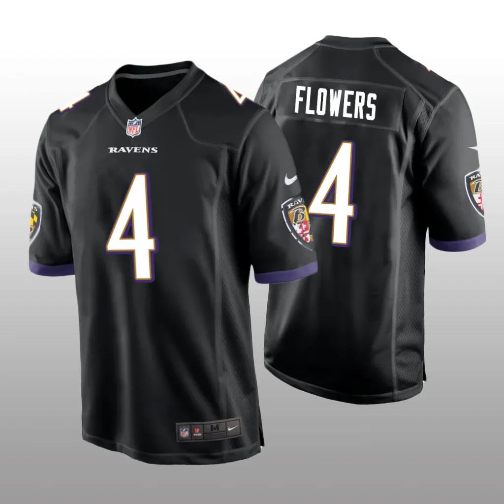 Baltimore Ravens Black 2023 NFL Draft Zay Flowers Game Jersey