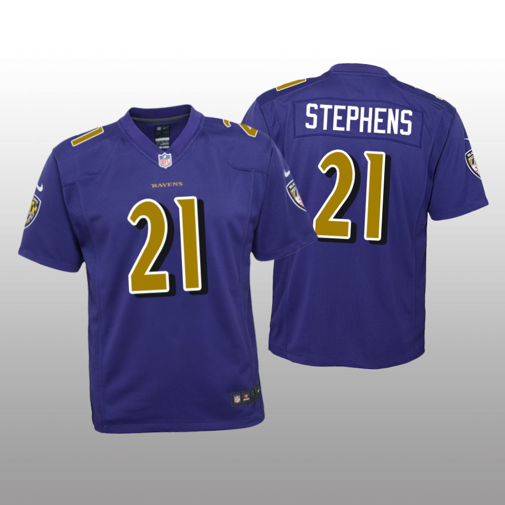 Baltimore Ravens Brandon Stephens Purple Jersey Color Rush Game - Youth