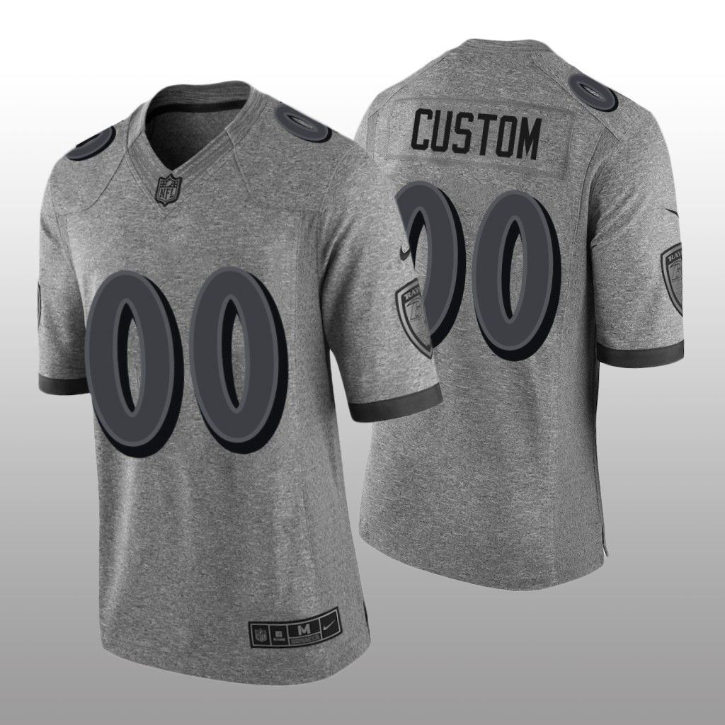Baltimore Ravens Custom Gray Jersey Gridiron Gray Limited