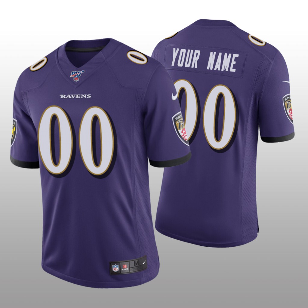Baltimore Ravens Custom Purple Vapor Limited Jersey 100th Season - Men's
