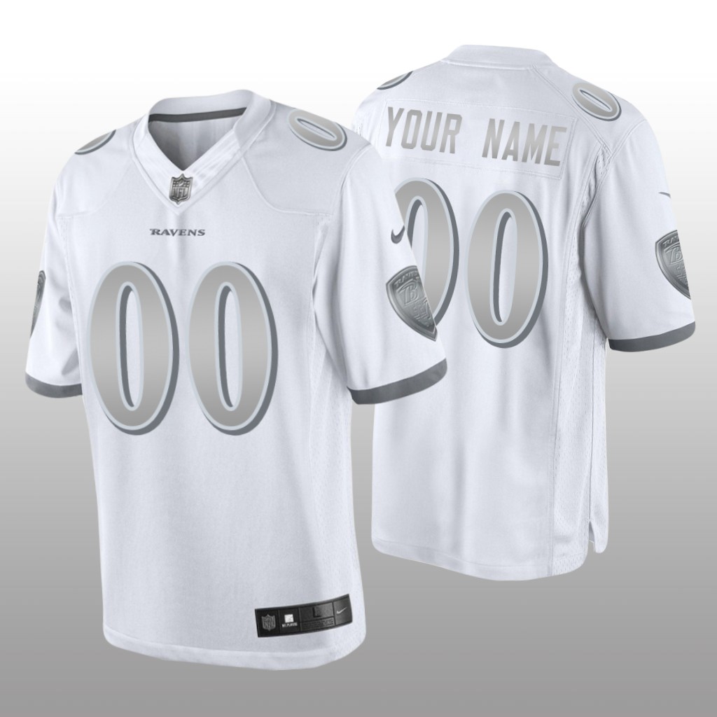 Baltimore Ravens Custom White Jersey Platinum Limited
