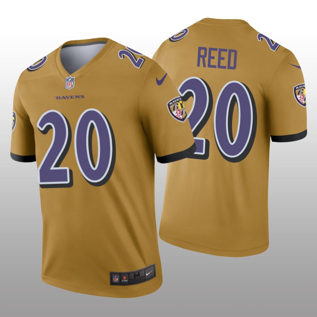 Baltimore Ravens Ed Reed Gold Jersey Inverted Legend - Men's