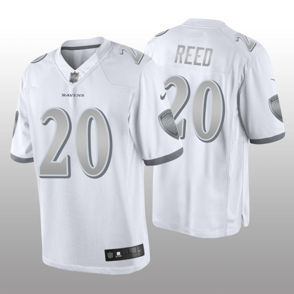 Baltimore Ravens Ed Reed White Jersey Platinum Limited