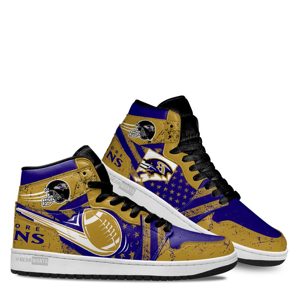 Baltimore Ravens Football Team J1 Shoes For Fans Sneakers, Air Jordan Hightop