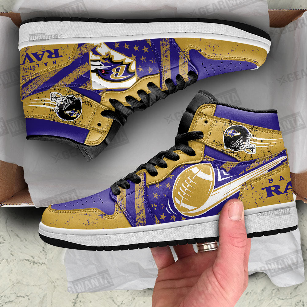 Baltimore Ravens Football Team J1 Shoes For Fans Sneakers, Air Jordan Hightop