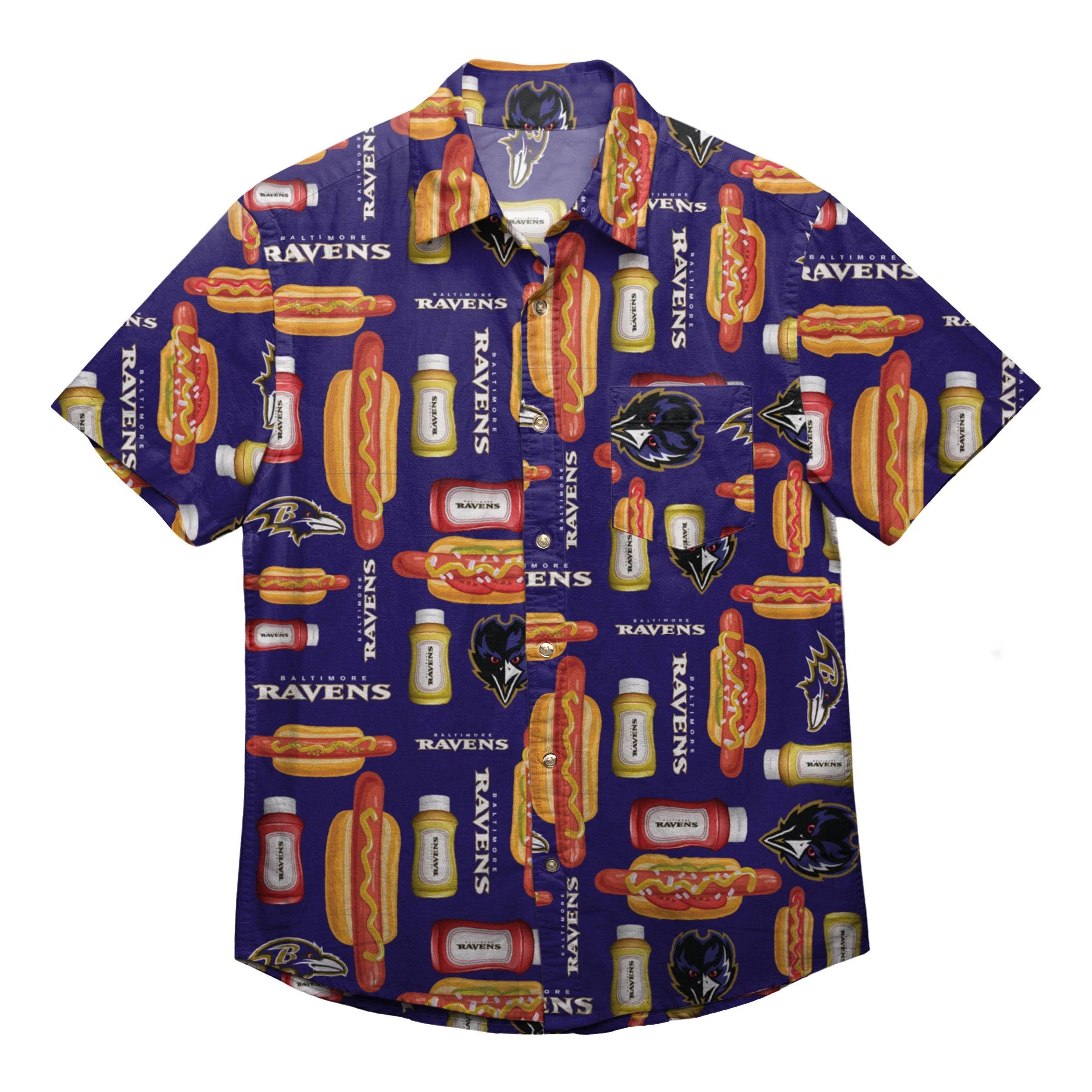 Baltimore Ravens Grill Pro Button Up All Over Printed Hawaiian Shirt Size S – 5Xl