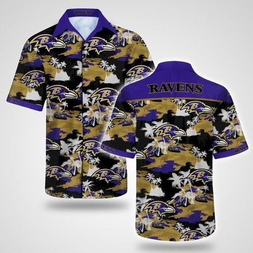 Baltimore Ravens Hawaiian Button-Up Shirt