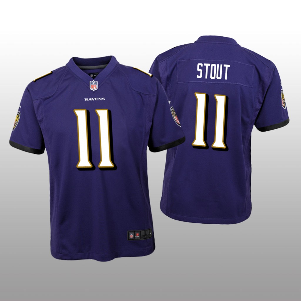 Baltimore Ravens Jordan Stout Purple Jersey Game - Youth