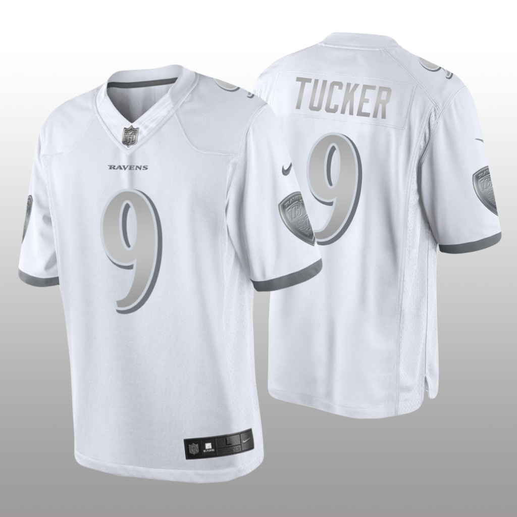 Baltimore Ravens Justin Tucker White Jersey Platinum Limited
