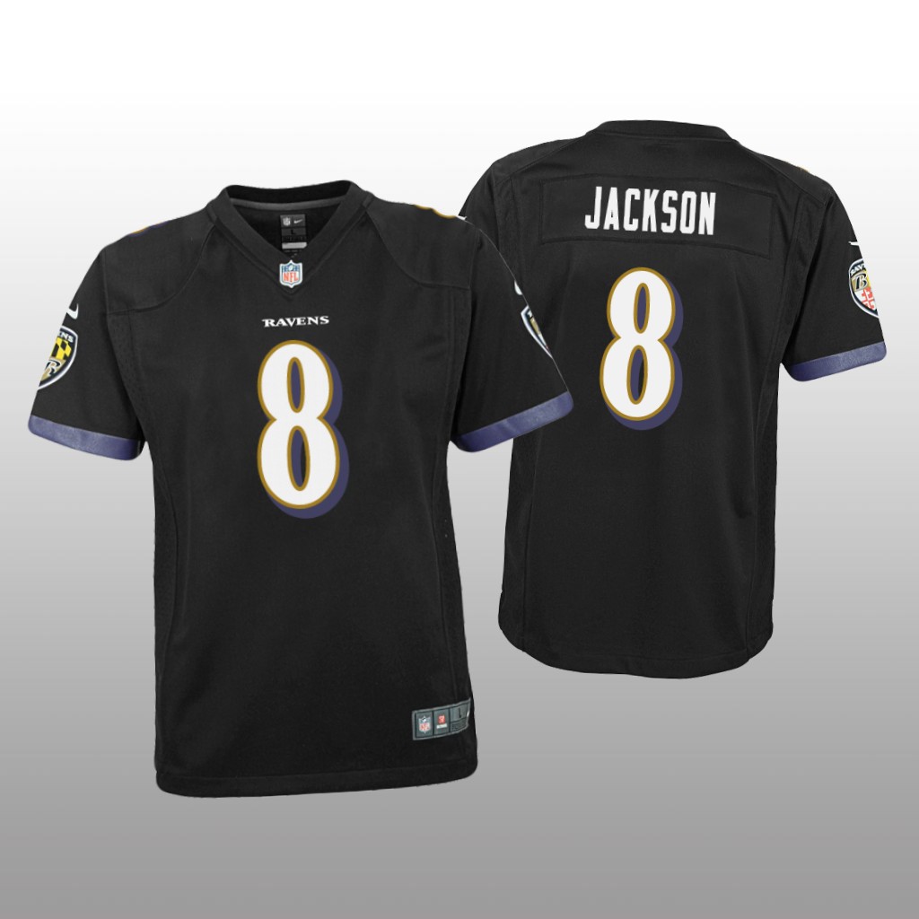 Baltimore Ravens Lamar Jackson Black Jersey Game - Youth