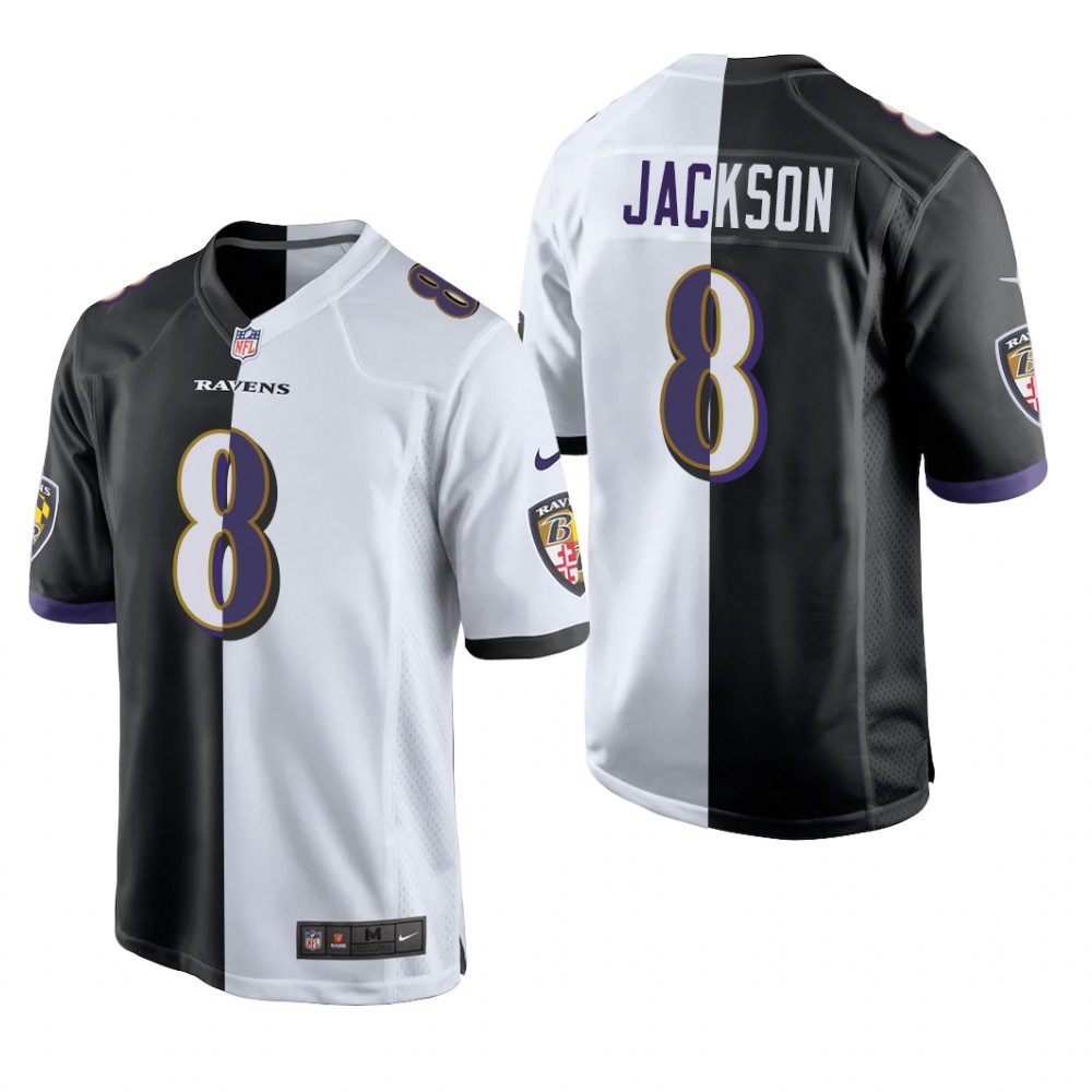 Baltimore Ravens Lamar Jackson Black White Game Split - Men's