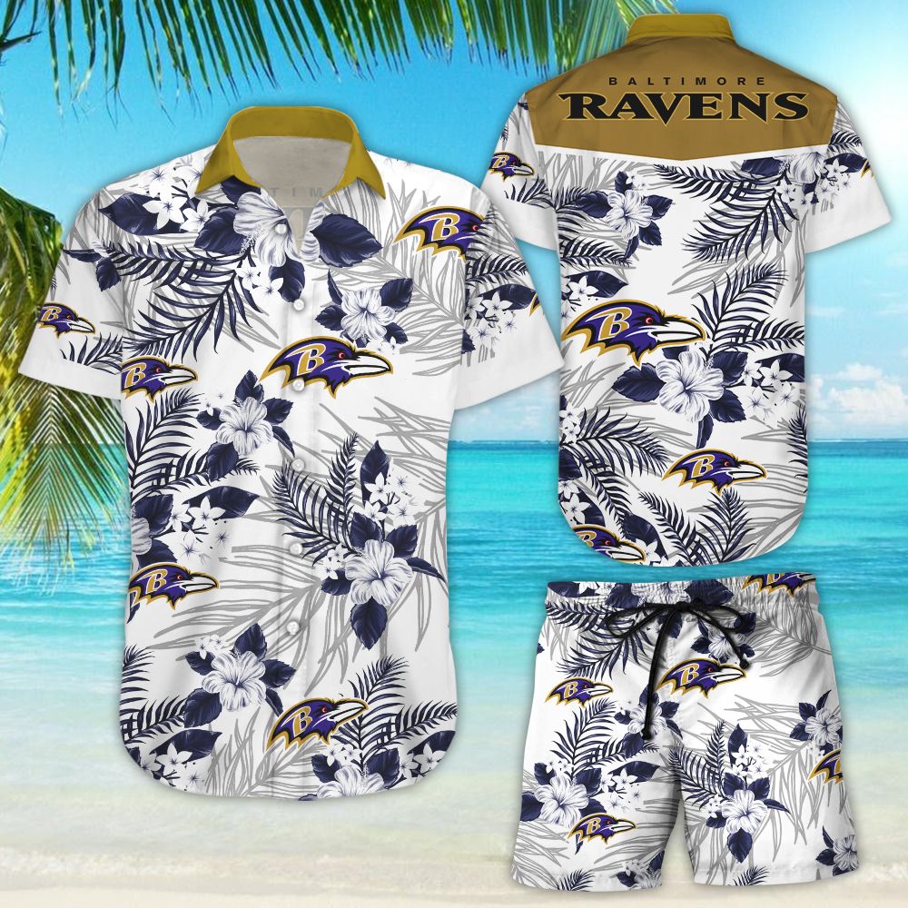 Baltimore Ravens Logo Summer For Men All Over Printed Hawaiian Shirt Size S – 5Xl