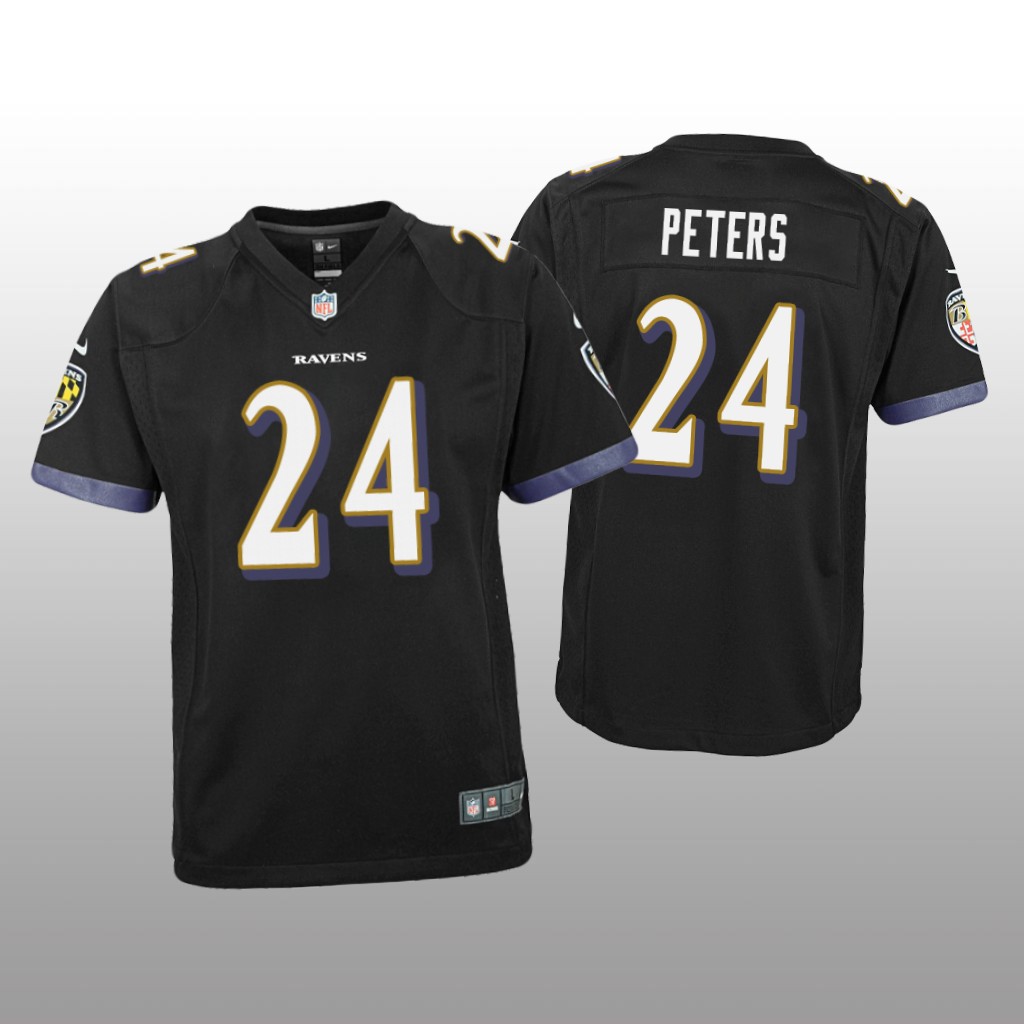 Baltimore Ravens Marcus Peters Black Jersey Game - Youth
