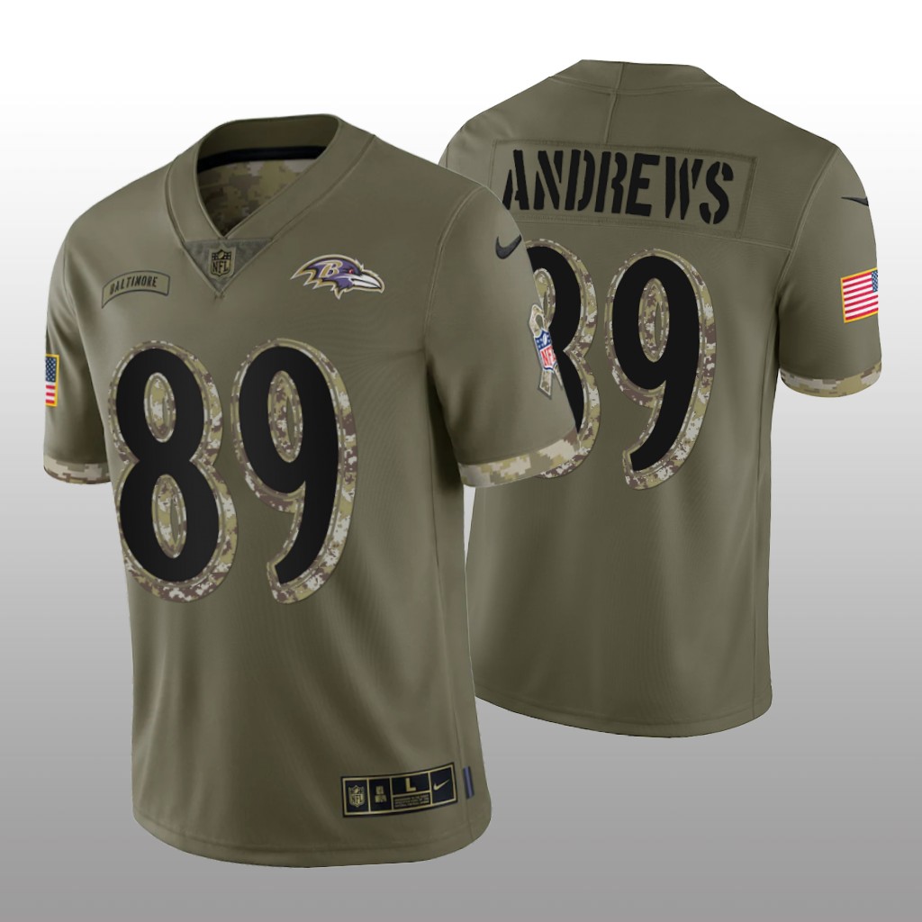 Baltimore Ravens Mark Andrews Olive Jersey 2022 Salute To Service - Men's