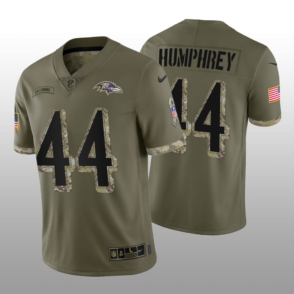 Baltimore Ravens Marlon Humphrey Olive Jersey 2022 Salute To Service - Men's