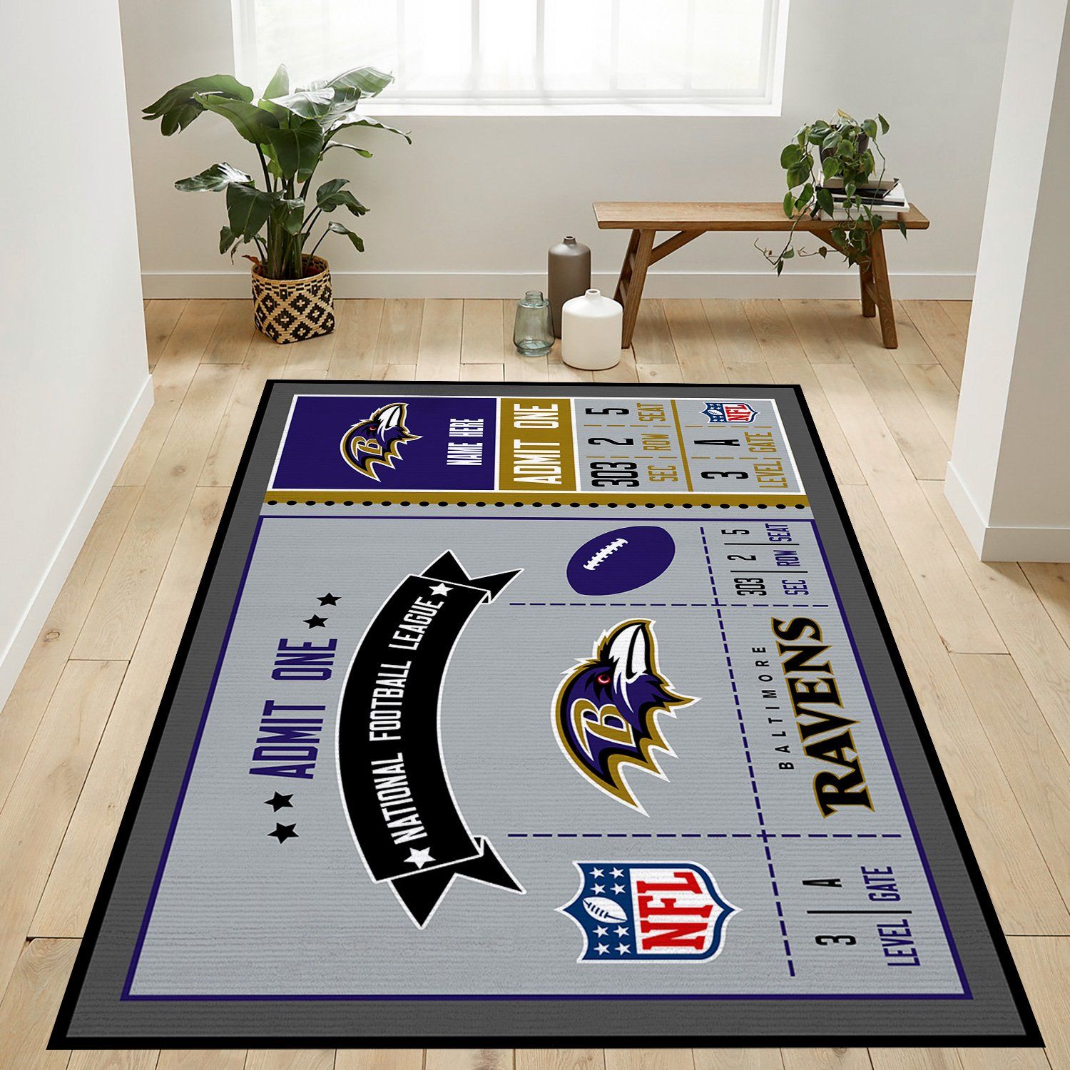 Baltimore Ravens NFL Rectangle Rug – Custom Size And Printing