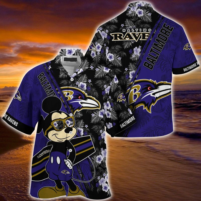 Baltimore Ravens NFL Summer – Hawaii Shirt For This Season – Gift For Sport Lovers Mickey And Floral Pattern