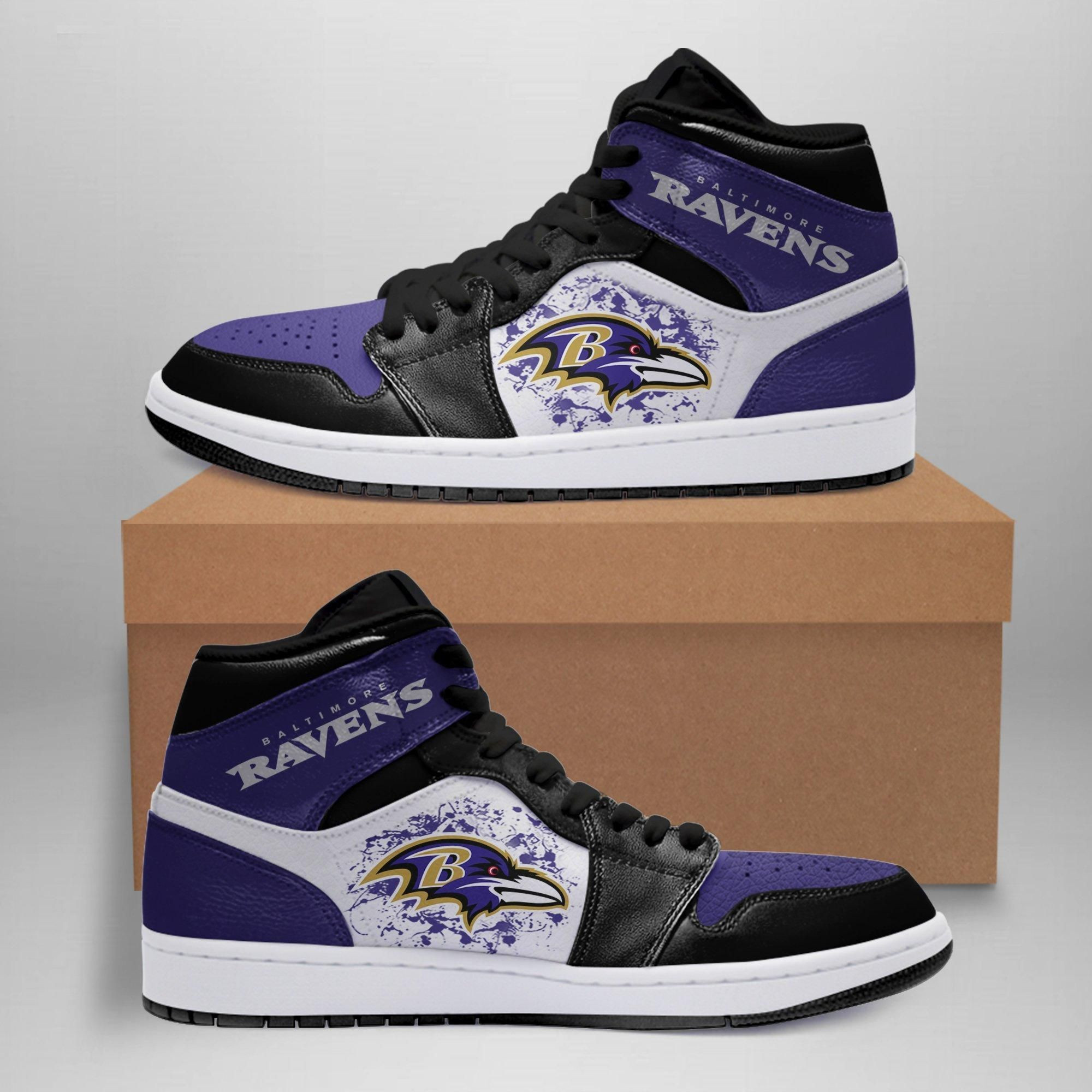 Baltimore Ravens NFL Team Sneakers Gift For Fans High Top Air Jordan Sneaker, Air Jordan Hightop